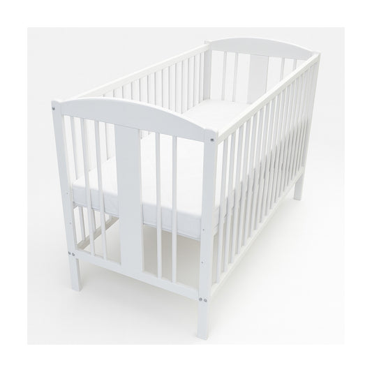 Babybett Sami 60x120 cm Weiß – Kinderbett aus Massivholz mit Matratze, schlicht und modern