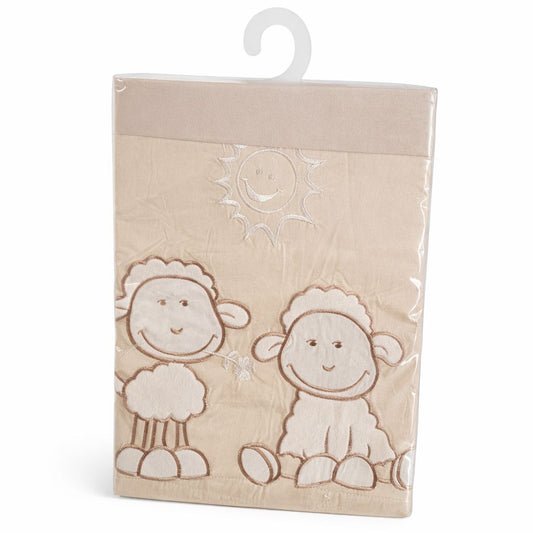 Kinderbettwäsche 120×90 in Beige mit Stickerei Schafe