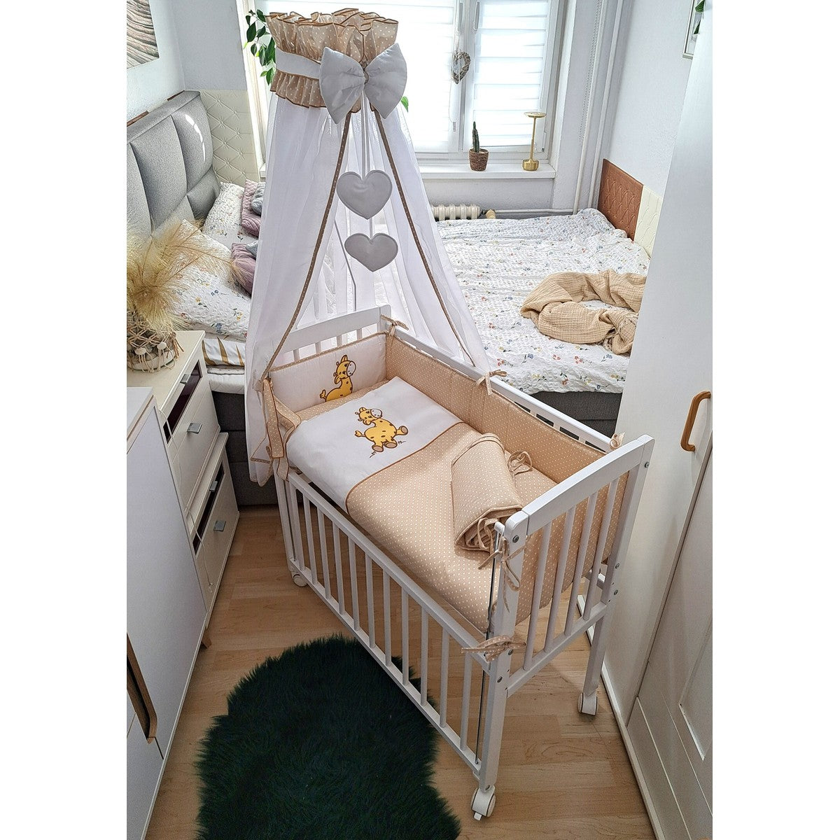 8-teilig Babybett Beistellbett 90x40 Giraffe in Beige - babyhafen.de