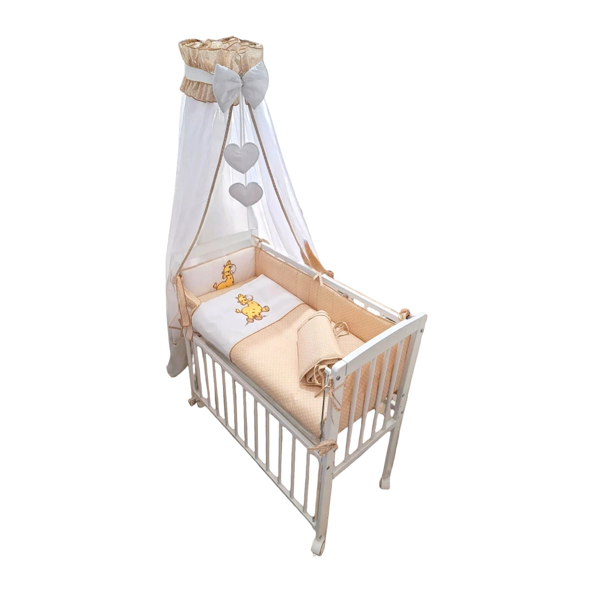 8-teilig Babybett Beistellbett 90x40 Giraffe in Beige