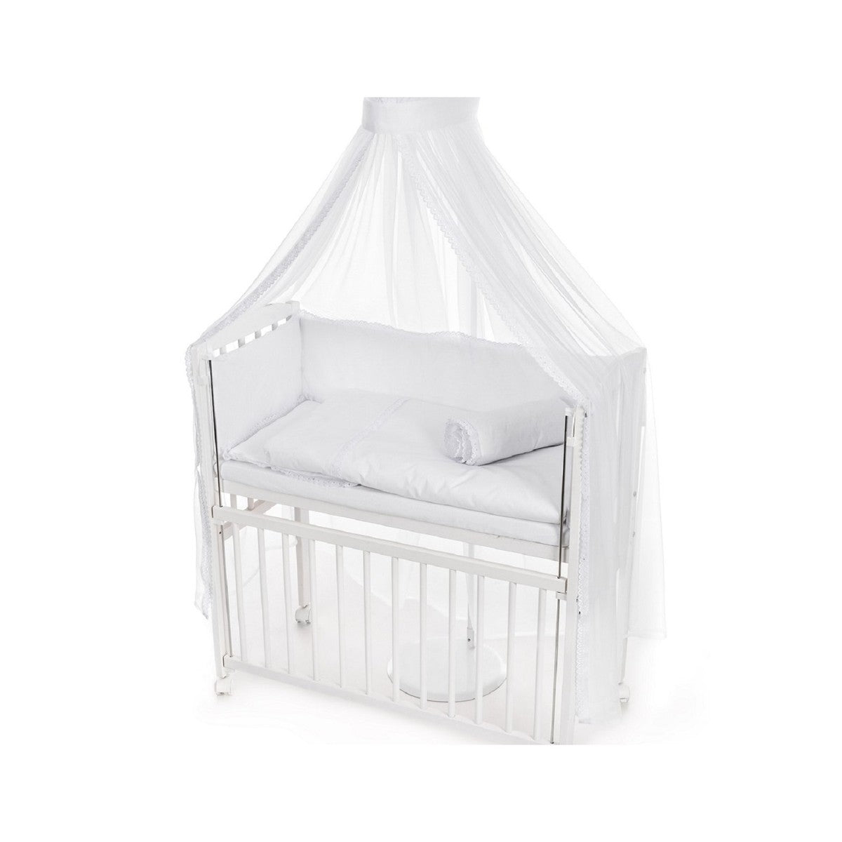 Mobiles Beistellbett Rollen Nestchen Spitze Weiß - babyhafen.de