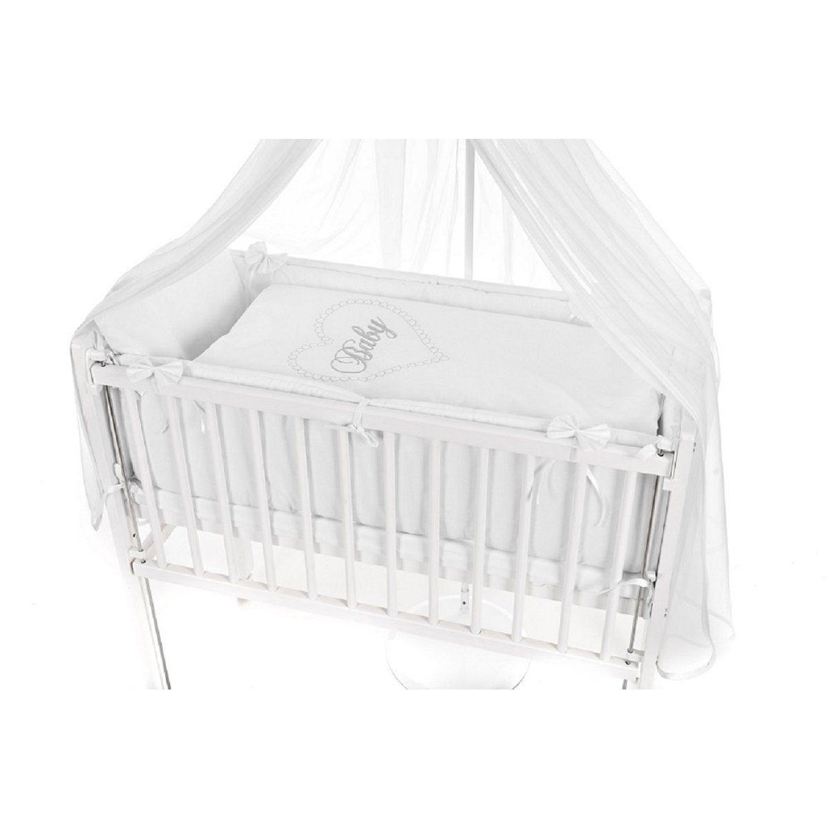 Babybettwäsche-Set Herz Weiß für Beistellbett 40x90 cm - babyhafen.de