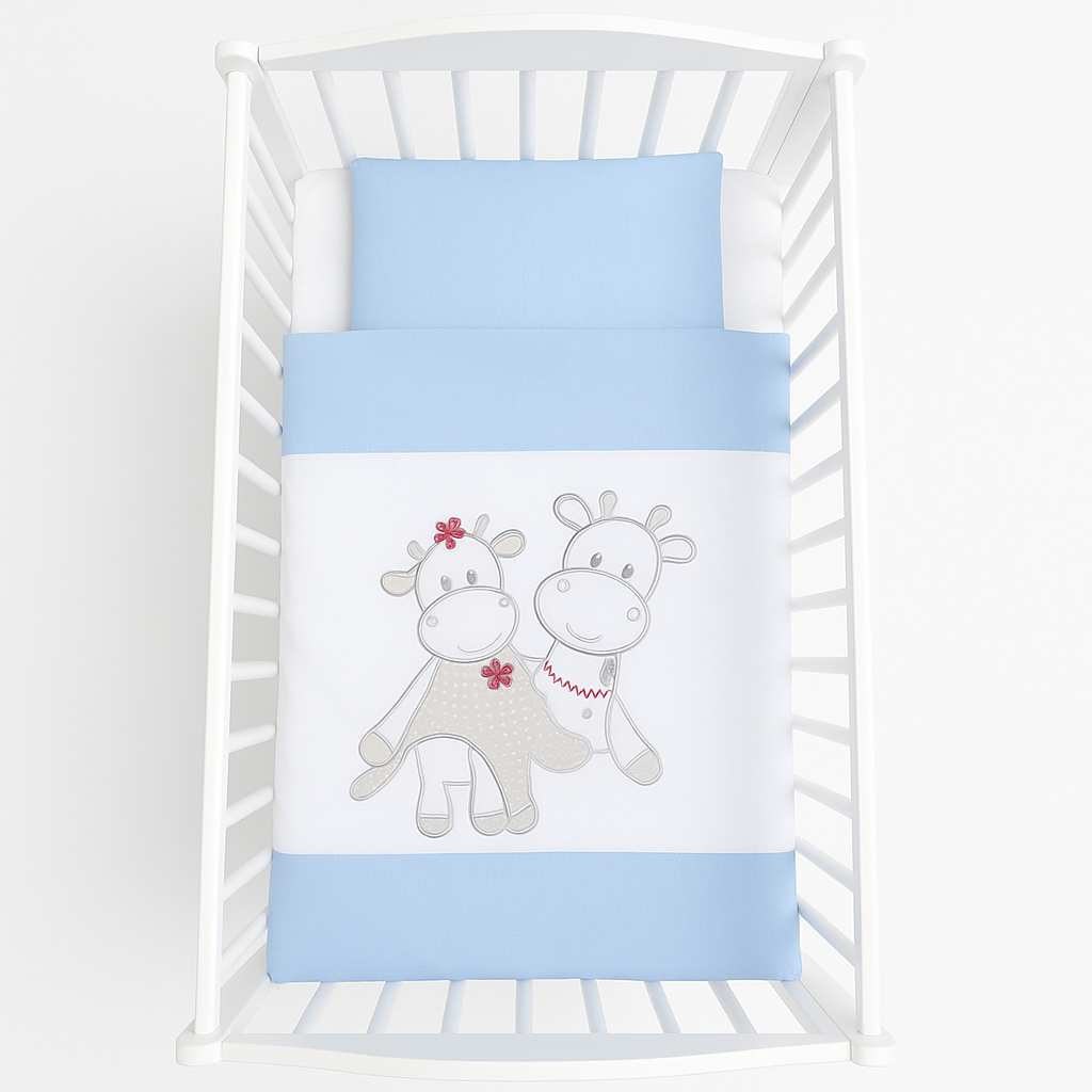 2-tlg. Bettbezüge 120×90, mit Stickerei Happy Giraffes - babyhafen.de