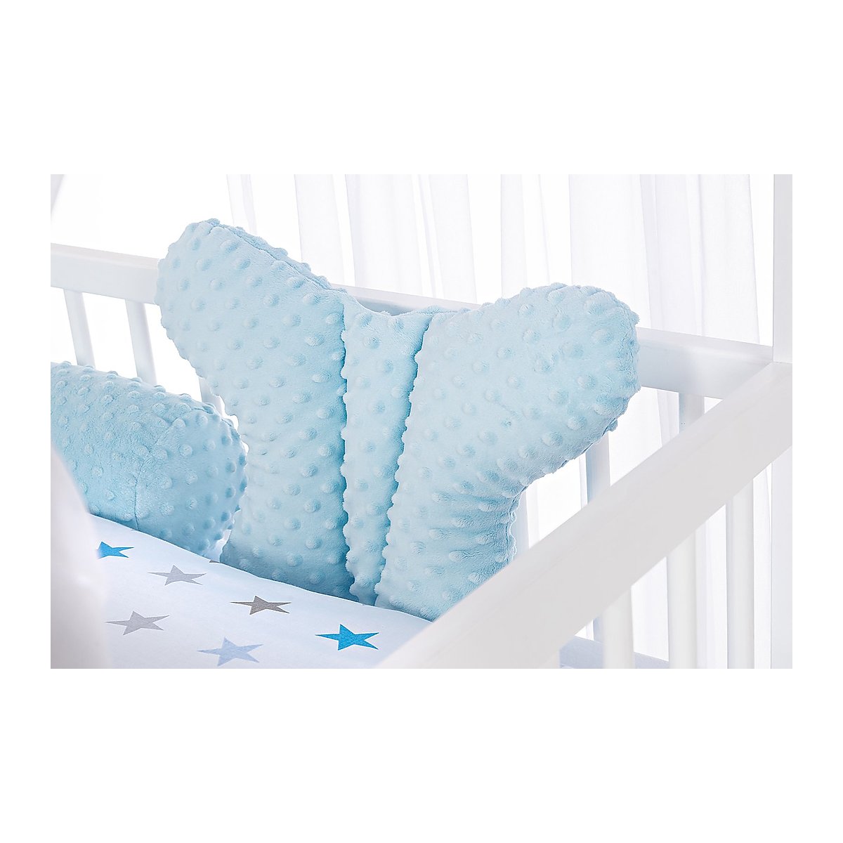 Babybett Haus Kinderbett 120x60 Matratze Bettset Stars BLAU - babyhafen.de