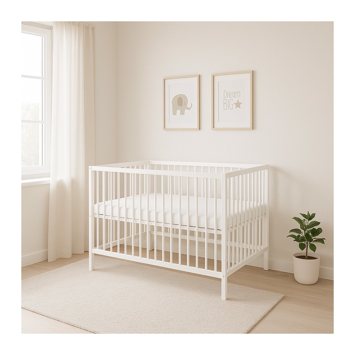 Babyhafen Kinderbett Pino 60x120 cm weiß aus Kiefernholz