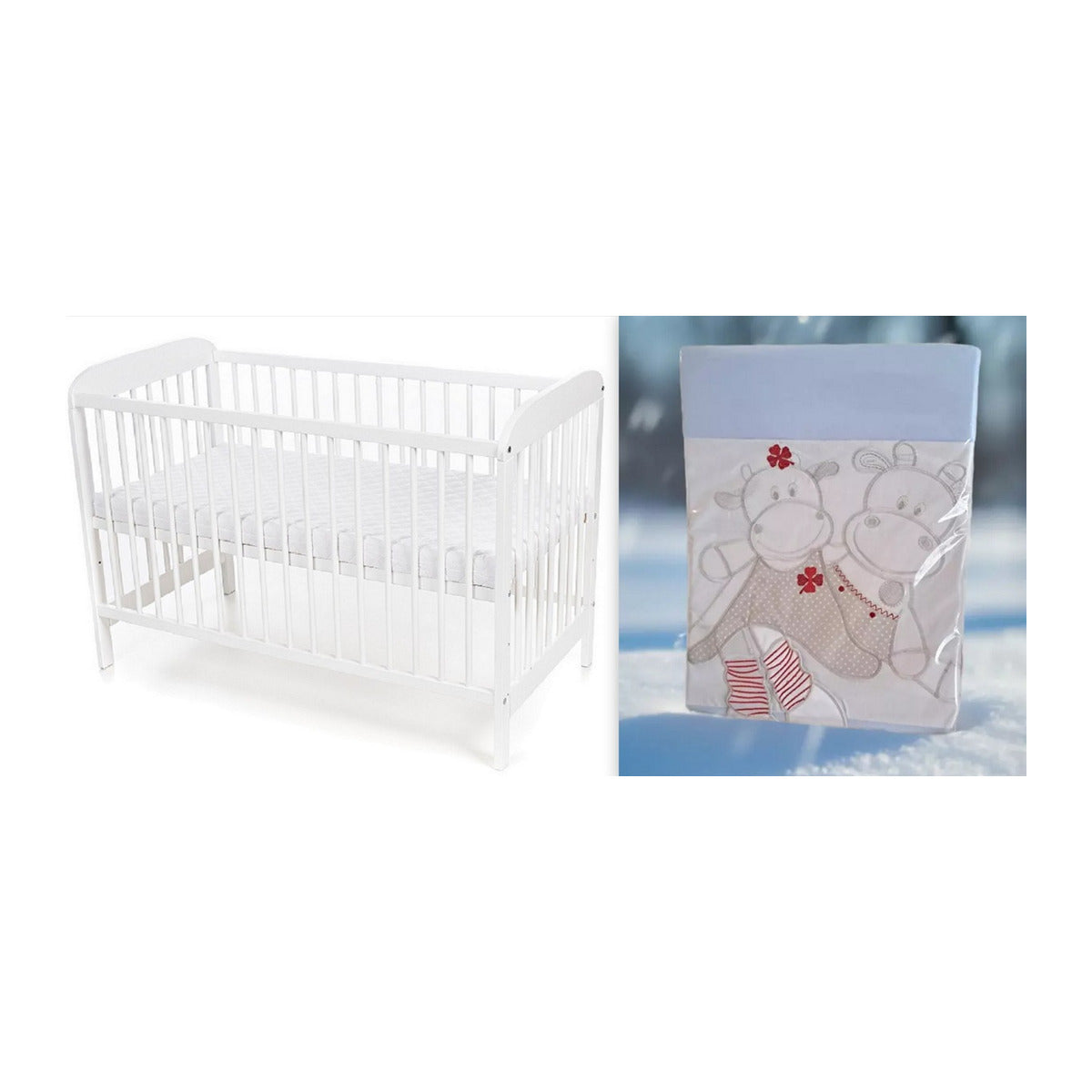 Kinderbett Weiß EMI 60 × 120 Matratze Bezüge - babyhafen.de