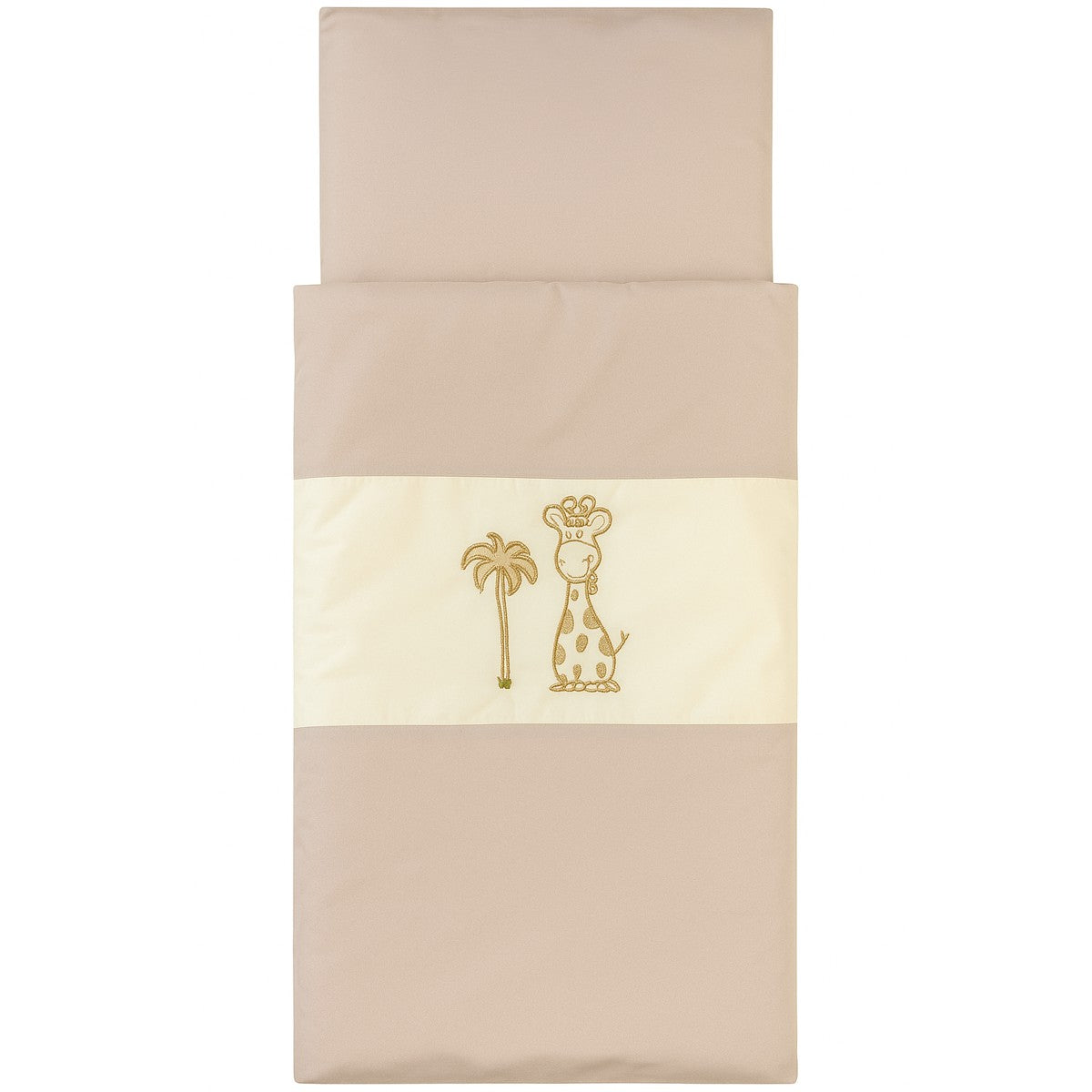 Baby Garnitur für Kinderwagen mit Stickerei Giraffe Beige - babyhafen.de