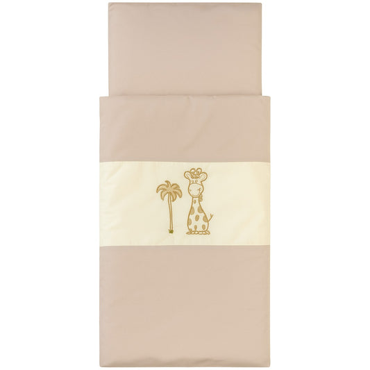 Baby Garnitur für Kinderwagen mit Stickerei Giraffe Beige - babyhafen.de