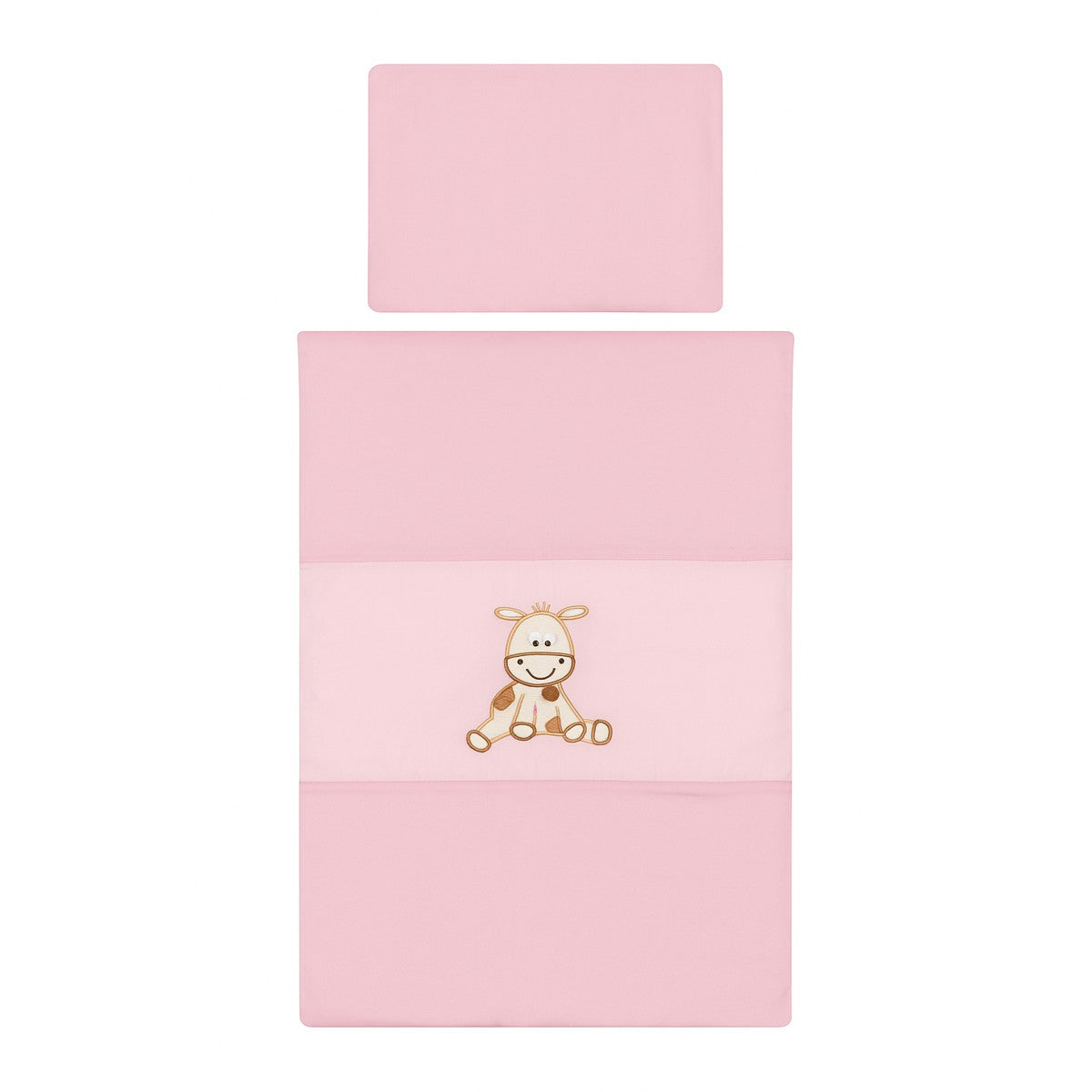 Baby Bettwäsche Set Rosa bestickt mit Giraffen Design