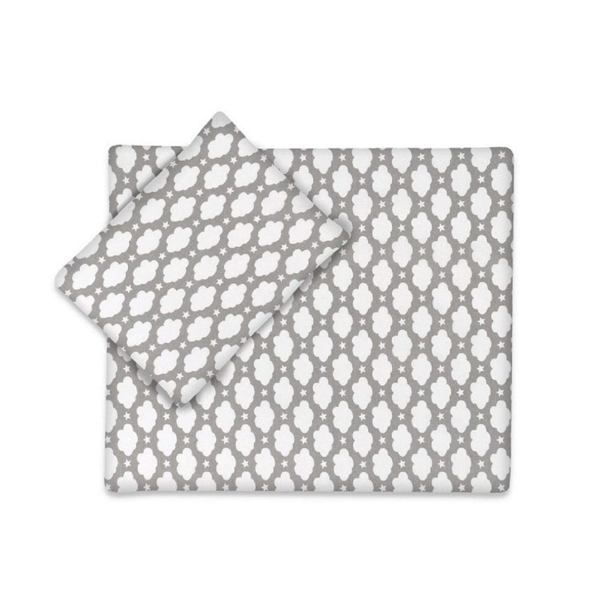 Baby Bettwäsche Set Wolken Grau 50x70 cm mit Kissen und Decke