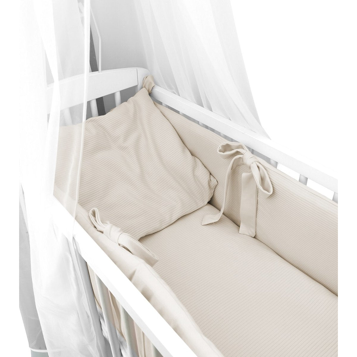 Babyhafen Beistellbett Sweater Soft Beige mit Matratze und Himmel