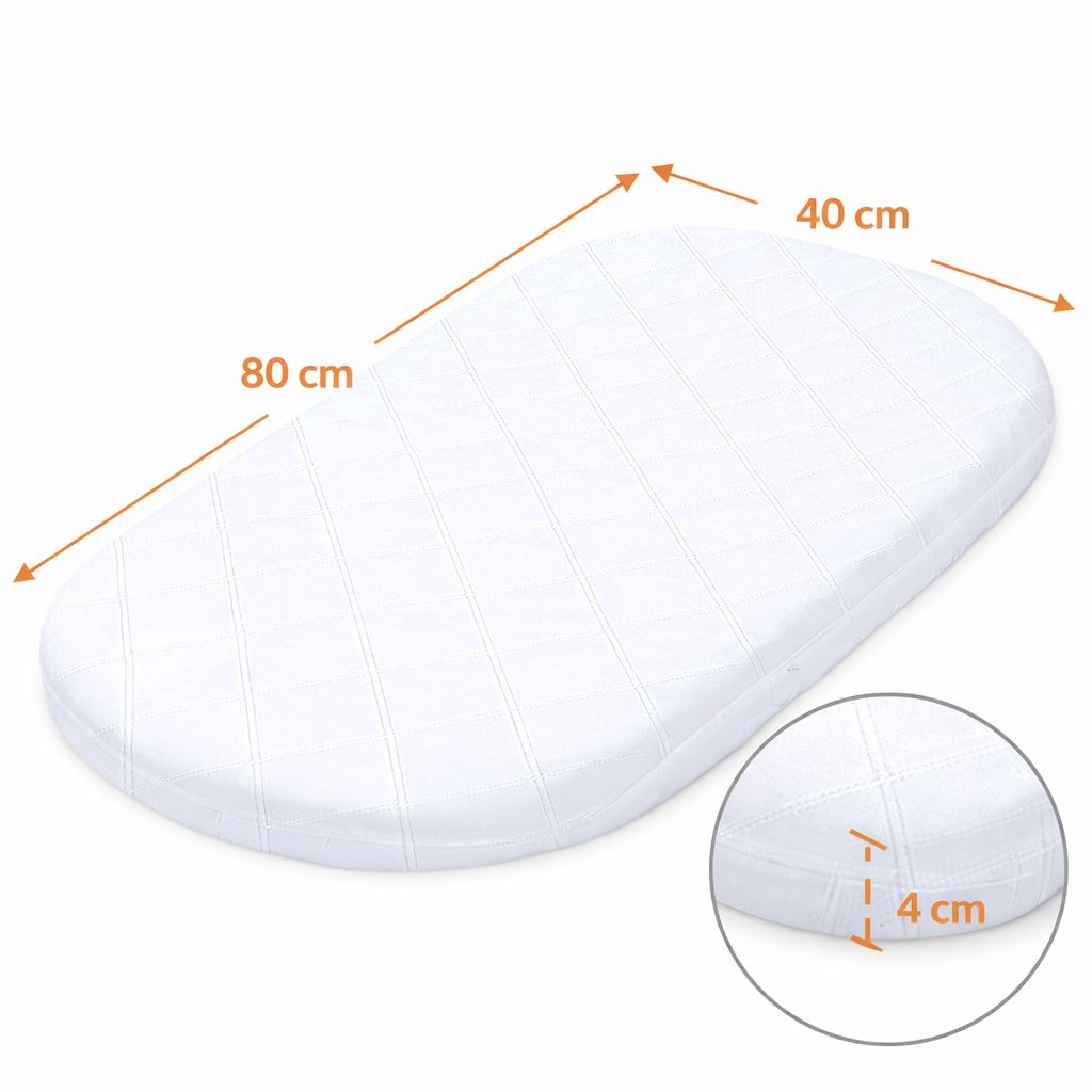 Babymatratze 40x80 cm Oval | Schaumstoffmatratze Weiß