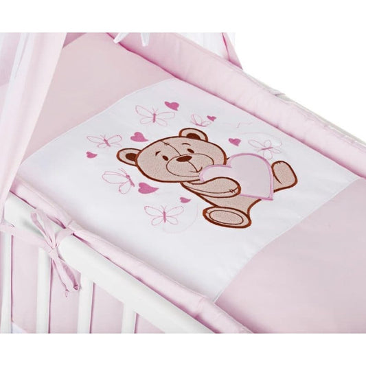 Rosa Babybettwäsche Set 90x40 cm mit Teddy und Schmetterlingen