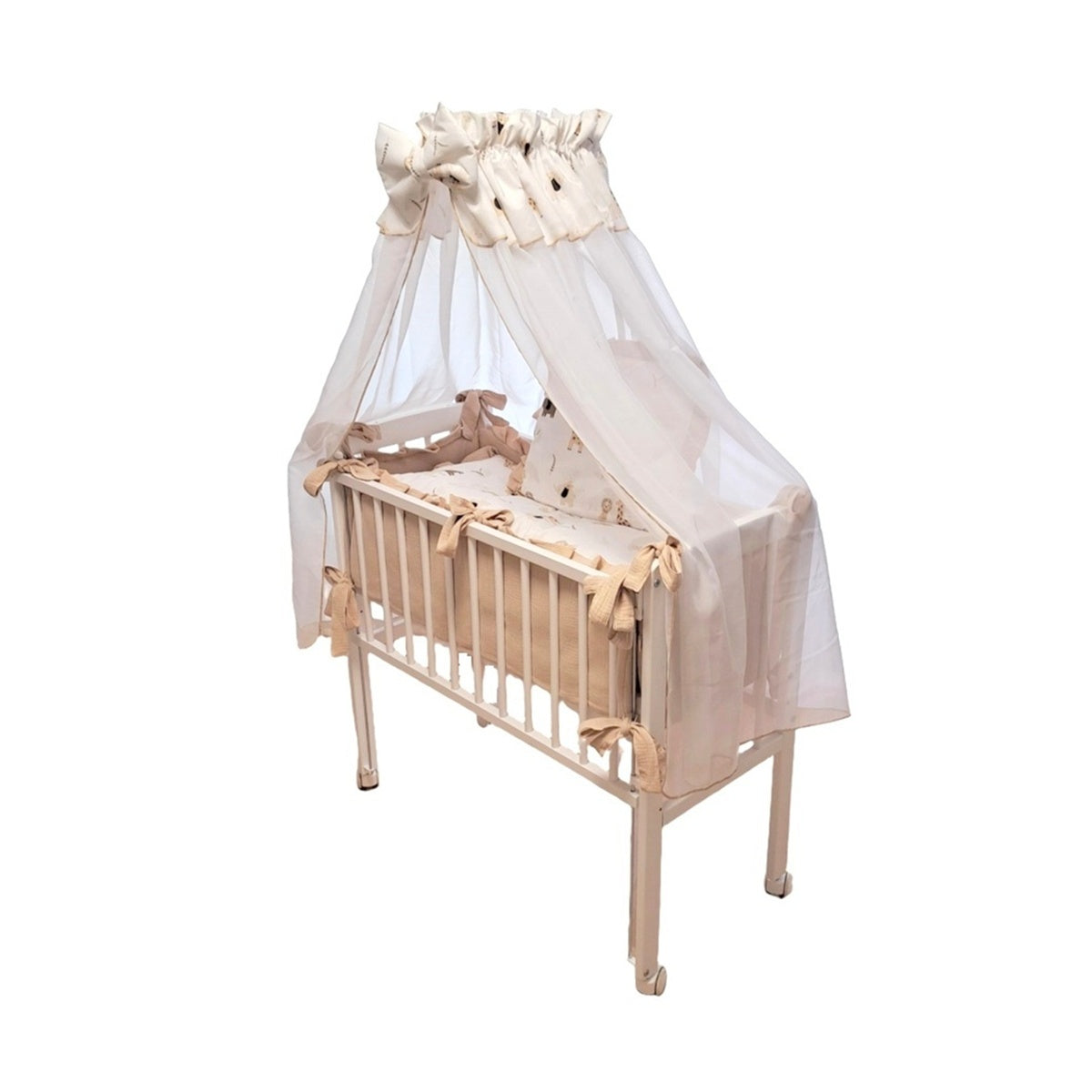Babybett 3in1 Musselin Safari – Beistellbett & Stubenwagen ab Geburt - babyhafen.de