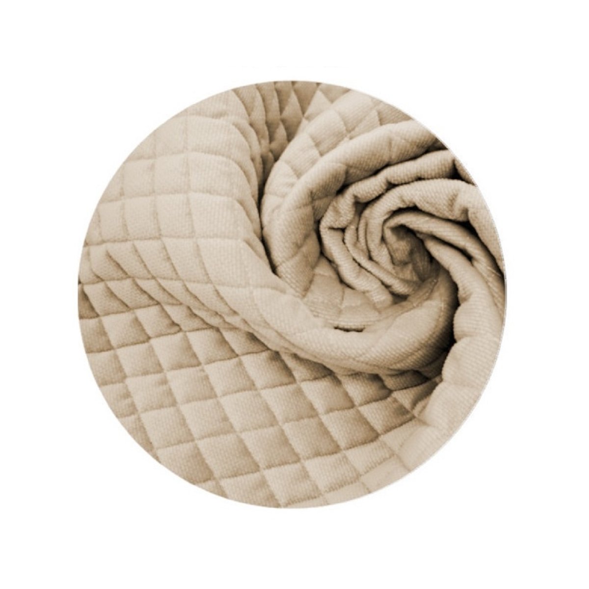 Detailansicht gesteppter Samtstoff Beige für Bettnestchen