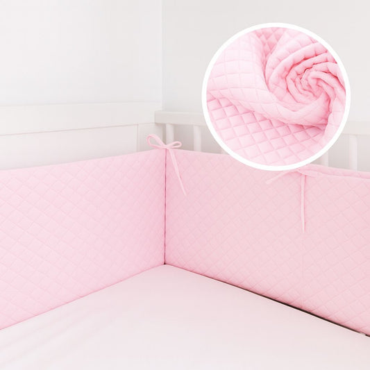 Bettnestchen 180 × 30 cm aus gesteppter Samtoptik in Rosa_Bettumrandung