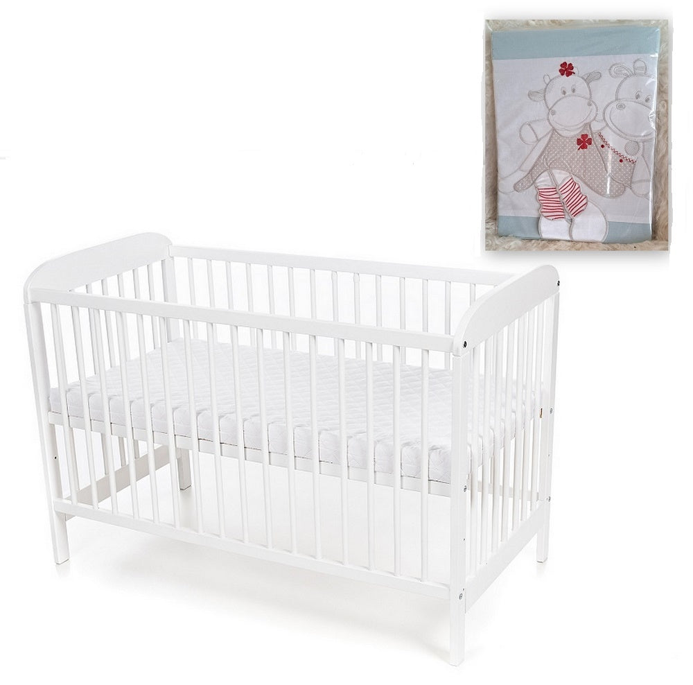 Kinderbett Weiß EMI 60 × 120 Matratze Bezüge - babyhafen.de