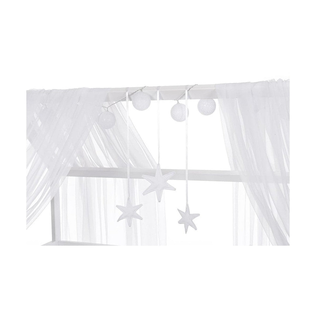 Baldachin für Hausbett mit Sternen Deko in Weiß für Babybett