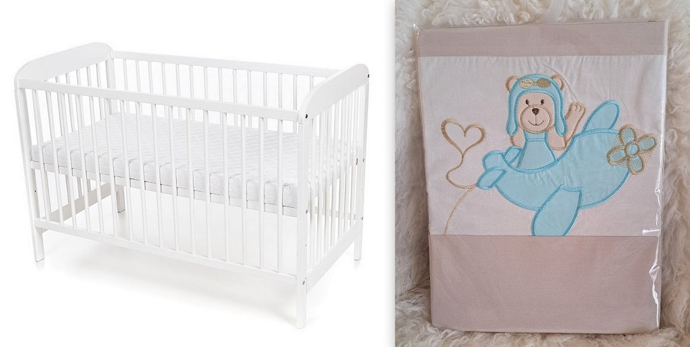 Kinderbett Weiß EMI 60 × 120 Matratze Bezüge - babyhafen.de