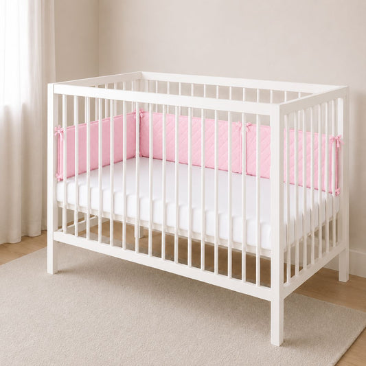 PINIO Babybett mit atmungsaktivem Bettnestchen Rosa