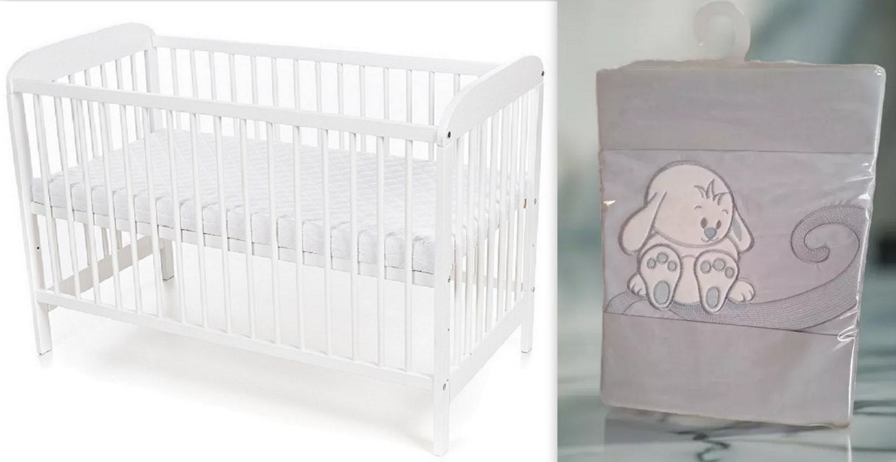 Kinderbett Weiß EMI 60 × 120 Matratze Bezüge - babyhafen.de