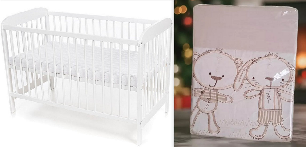 Kinderbett Weiß EMI 60 × 120 Matratze Bezüge - babyhafen.de
