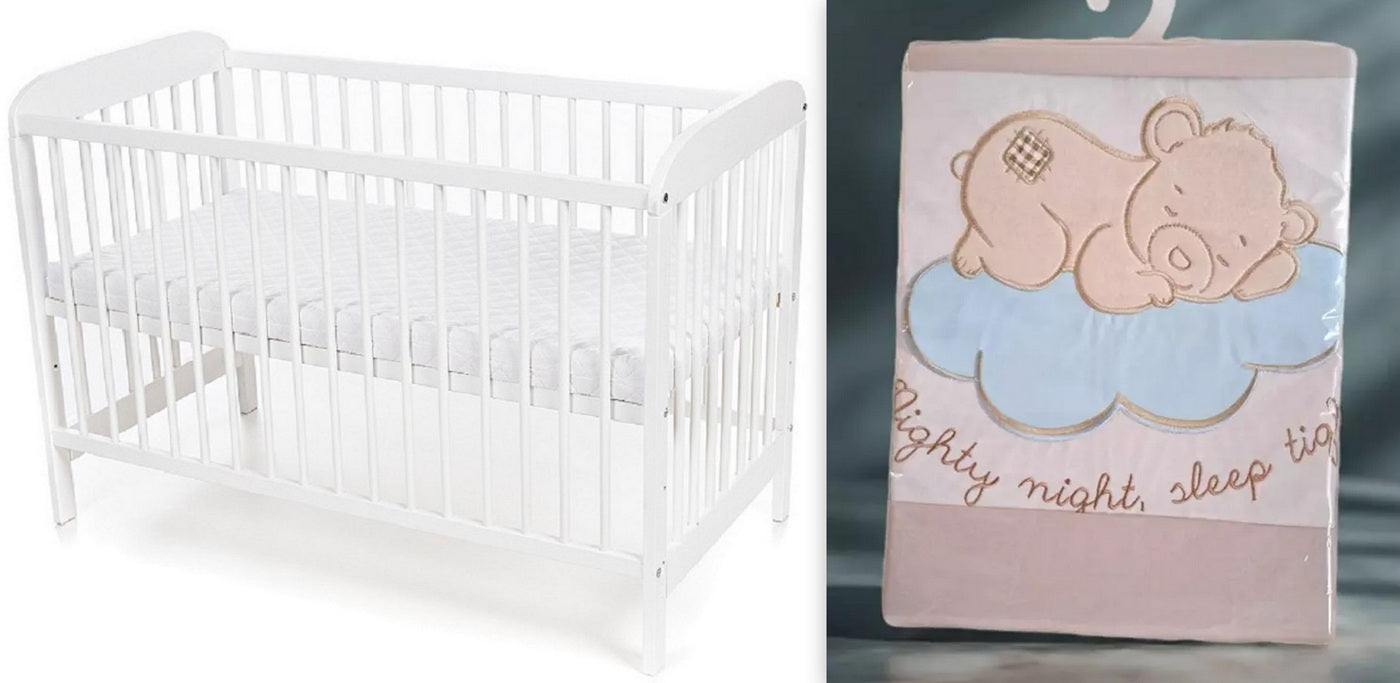 Kinderbett Weiß EMI 60 × 120 Matratze Bezüge - babyhafen.de