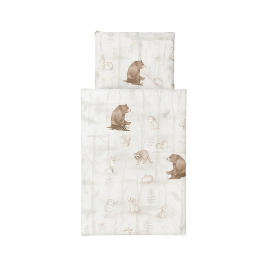 Decke und Kissen Set für Kinderbett mit Tiermotiv Waldtiere