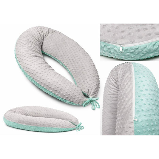 Stillkissen mit abnehmbarem Minky Bezug grau grün