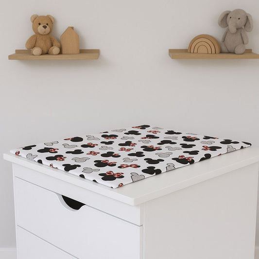 Komfort Wickelauflage Baby mit Minnie Maus Design Rot-Weiß aus Baumwolle