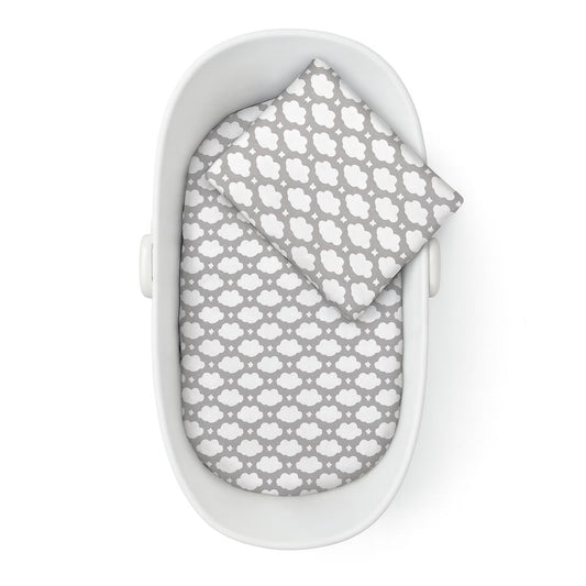 Baby Bettwäsche Set Wolken Grau 50x70 cm mit Kissen und Decke für Kinderwagen