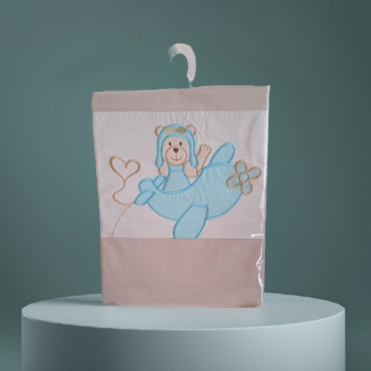 2-tlg. Kinderbettwäsche 120×90 Stickerei Piloten - babyhafen.de 