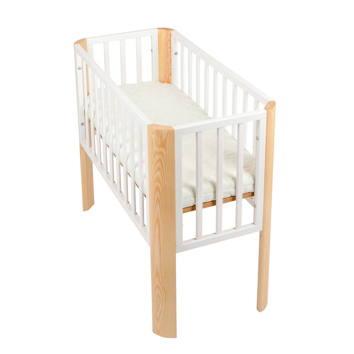 Babyhafen Baby Beistellbett 2in1, weiß-natur, Matratze - babyhafen.de 