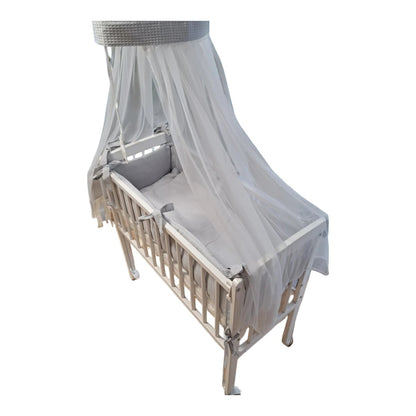 3-in-1 Beistellbett Komplettset aus Baumwollwaffel – Grau