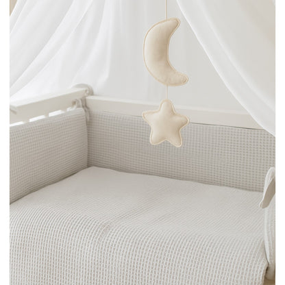 Beistellbett 90x40 cm grau komplett mit Matratze und Waffel-Bettwäsche