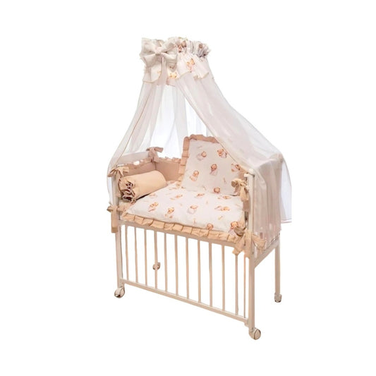 Babybett 3in1 Musselin Beige – Beistellbett & Stubenwagen Teddybär - babyhafen.de 