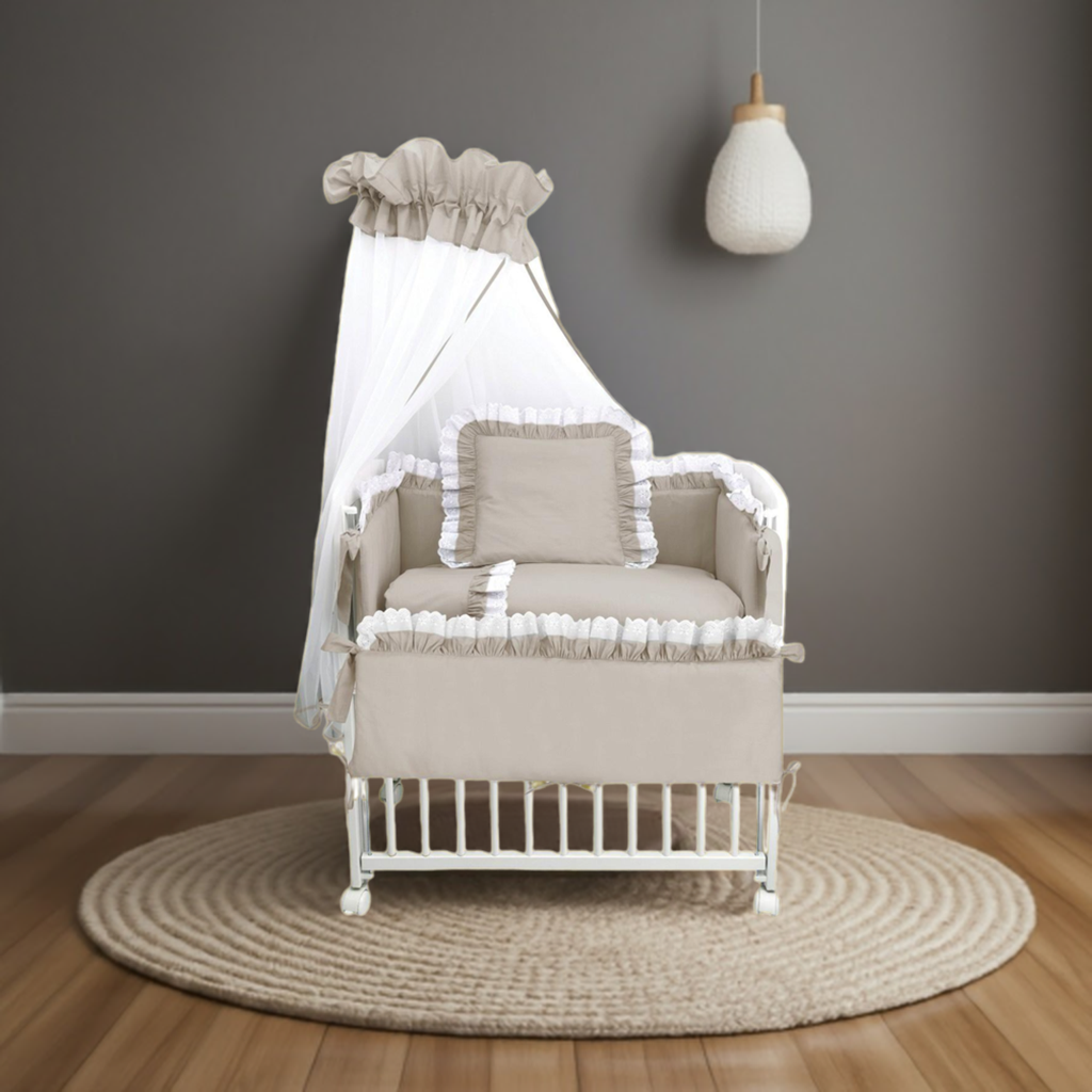 De Breuyn Babybett deals Sprossenbett Beistellbett beige-weiß Vollholz