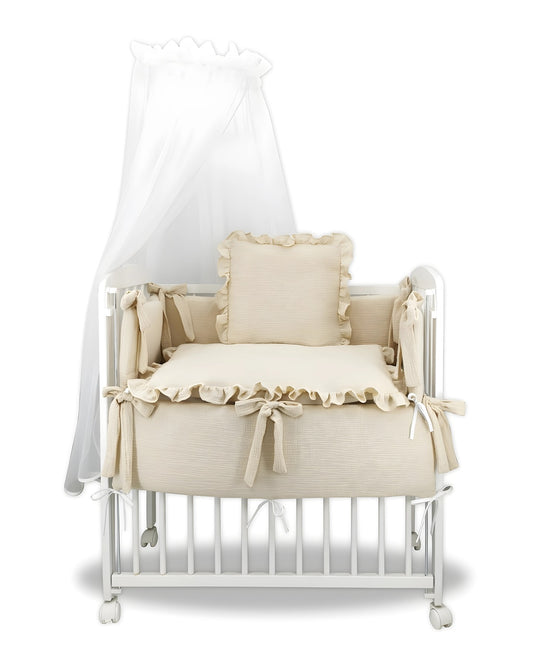 3in1 Beistellbett Stubenwagen Musselin Beige - babyhafen.de 