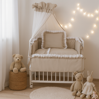 3in1 Beistellbett Babybett Royal Beige Spitze - babyhafen.de 