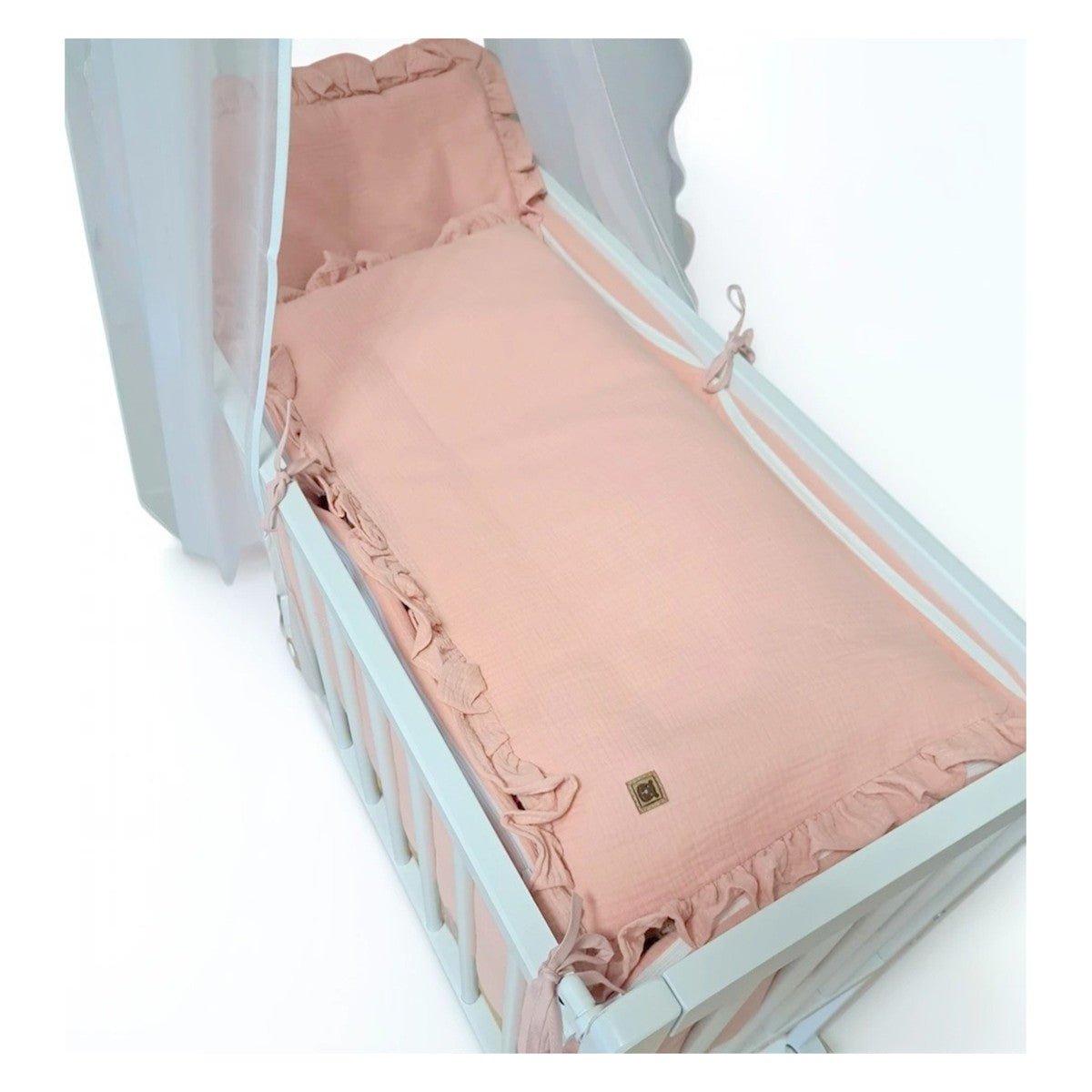 Beistellbett 3in1 90x40 – Matratze & Musselin-Set Rosa | Babyhafen - babyhafen.de 