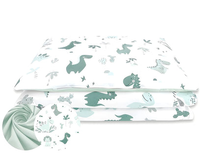 Baby Bettwäsche Set 4-teilig – Dino Mint – Baumwolle mit Füllung - babyhafen.de 