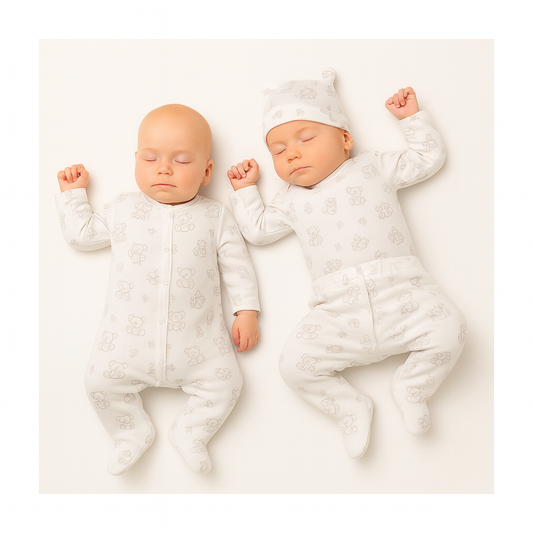 Babyhafen Frühchen Set Weiß – 4-teiliges Erstausstattungsset aus Baumwolle