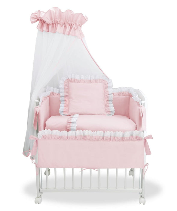 6-tlg. Babybettwäsche Royal Rosa Spitze für Beistellbett - babyhafen.de 