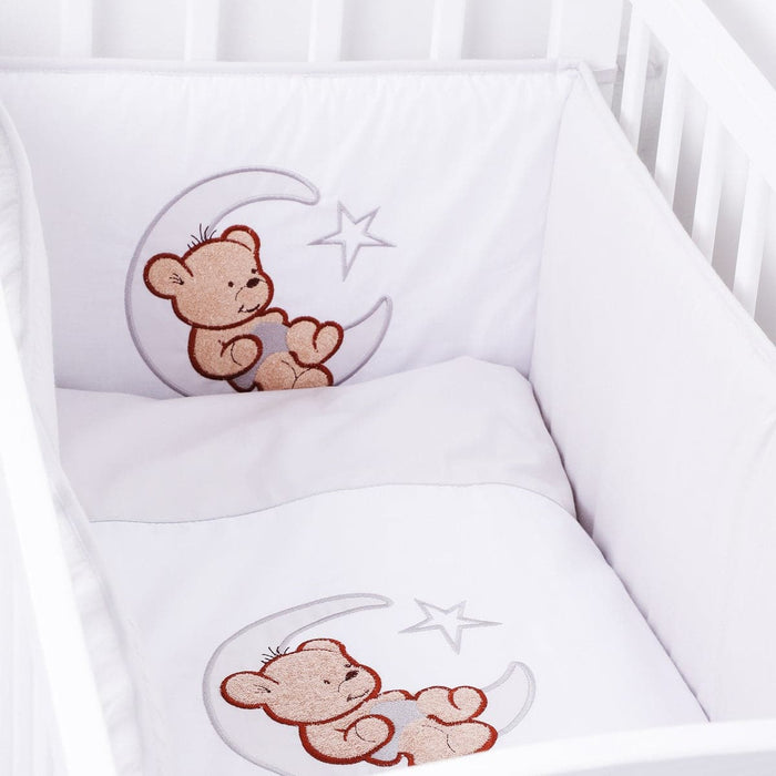 7-tlg. Babybettwäsche für Beistellbett Teddy-Mond, grau - babyhafen.de 