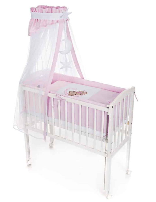 8-teilig Babybettwäsche für Beistellbett Teddy, rosa - babyhafen.de 