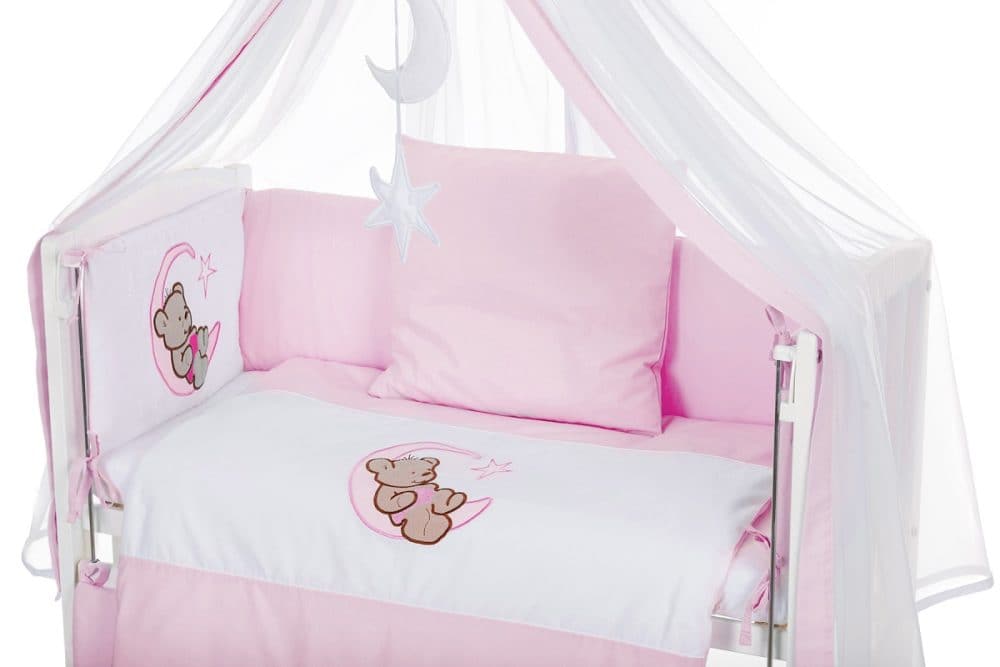 8-teilig Babybettwäsche für Beistellbett Teddy, rosa - babyhafen.de 