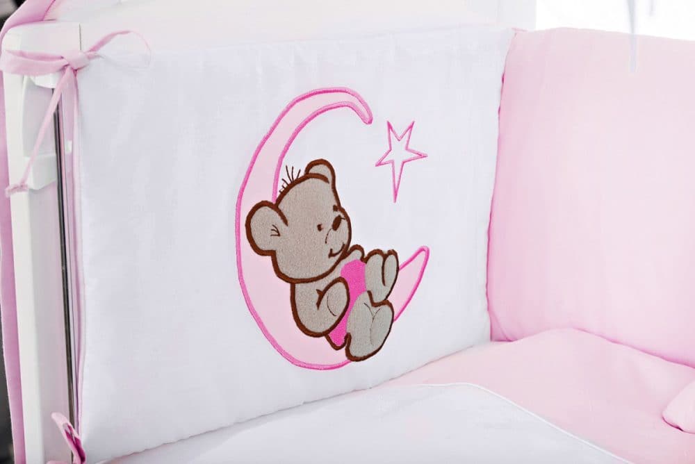 8-teilig Babybettwäsche für Beistellbett Teddy, rosa - babyhafen.de 