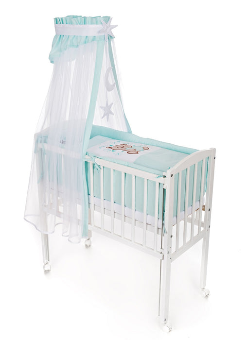 Beistellbett Baby weiß Stubenbett textiler Ausstattung Teddy MINT - babyhafen.de 