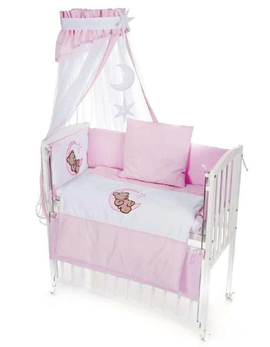 Beistellbett BABY Komplettbett Bär auf Mond rosa - babyhafen.de 