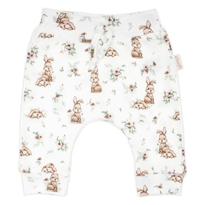 Baby Hose in Größe 62 aus 100 % Baumwolle, weiß mit Hasenmotiv, bequeme Passform für Babys